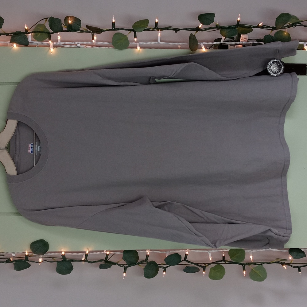 Men's Hanes Beefy Long sleeve basic T-shirt cement grey 🩶 3XL